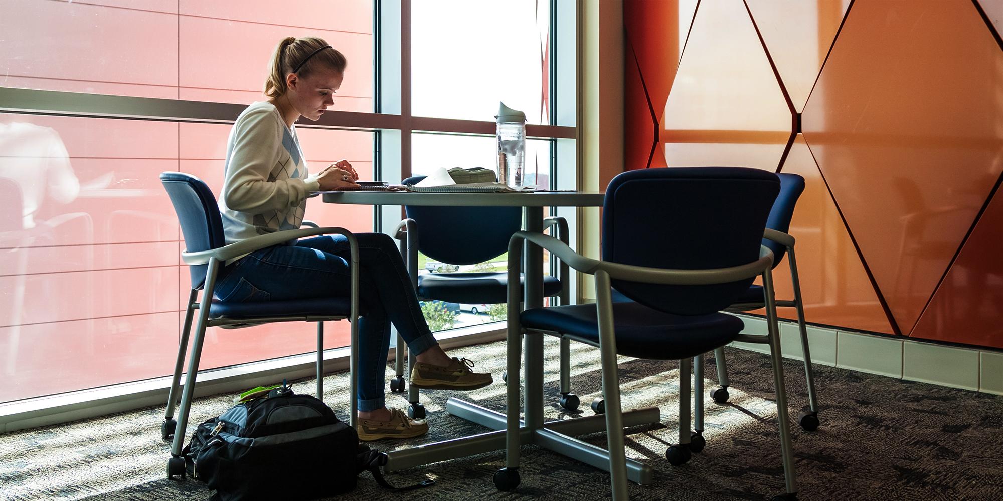 Female student studying